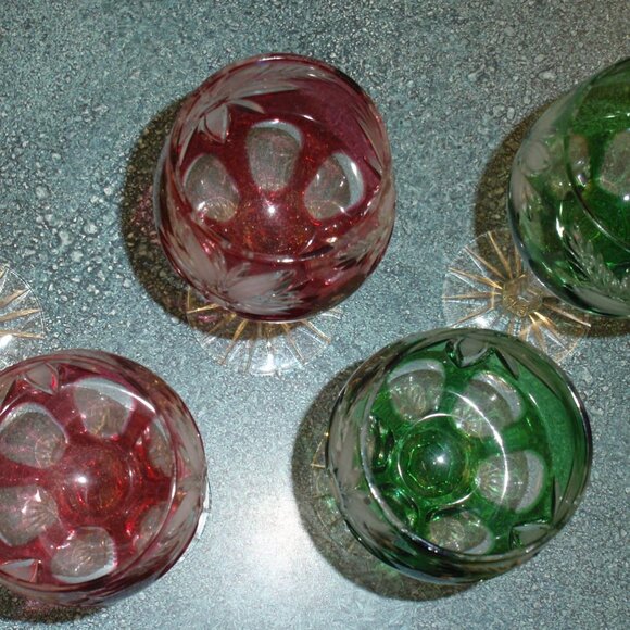 SET OF 8 BAVARIAN CUT-TO-CLEAR MULTICOLOR Crystal WINE GLASSES CHRISTMAS GIFT! - Picture 6 of 7